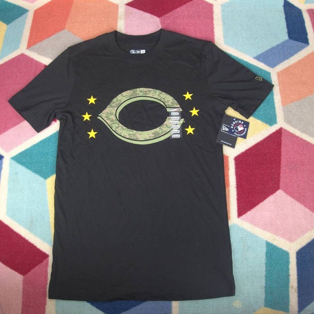Men's New Era Black Cincinnati Reds 2024 Armed‎ Forces Day T-Shirt Size Small